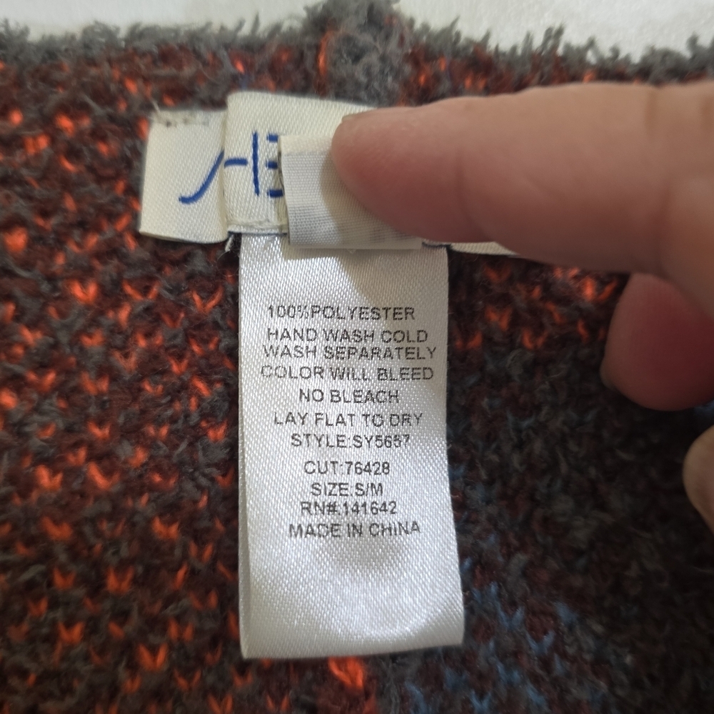 Colorful Chenille Open Side Poncho Caridgan Sweater S/M Boho Fall Colors - Picture 8 of 8